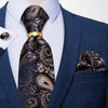 Tummansininen ja beige Paisley solmio