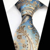 Cravatta azzurra con motivo cachemire beige