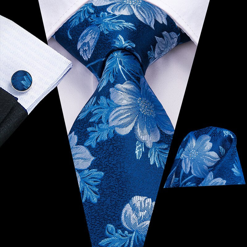 Ocean Blue slips med hvide blomster