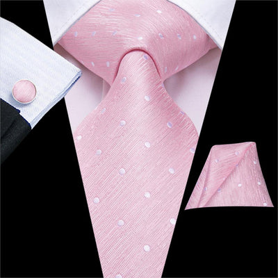 Cravatta Rosa con Pois Bianchi