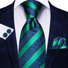 Cravatta a righe in cashmere verde e blu